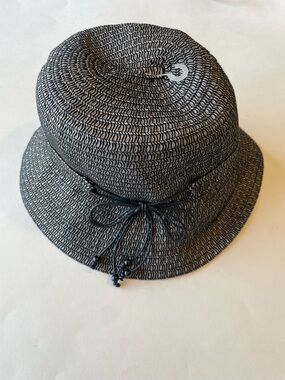 New August Accessories Woven Easy Breezy Up Turn Hat - Black & White